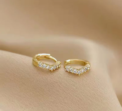 18k Gold Plated Mini Zircon Hoop Earrings Cubic Zirconia Small Piercing Earing Accessories Jewelry