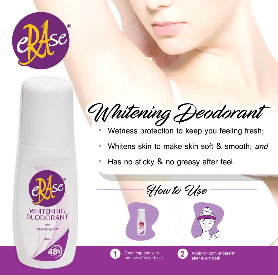 Erase Beauty Care Whitening Deodorant 40ml