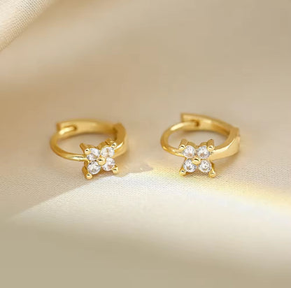 18k Gold Plated Mini Zircon Hoop Earrings Cubic Zirconia Small Piercing Earing Accessories Jewelry