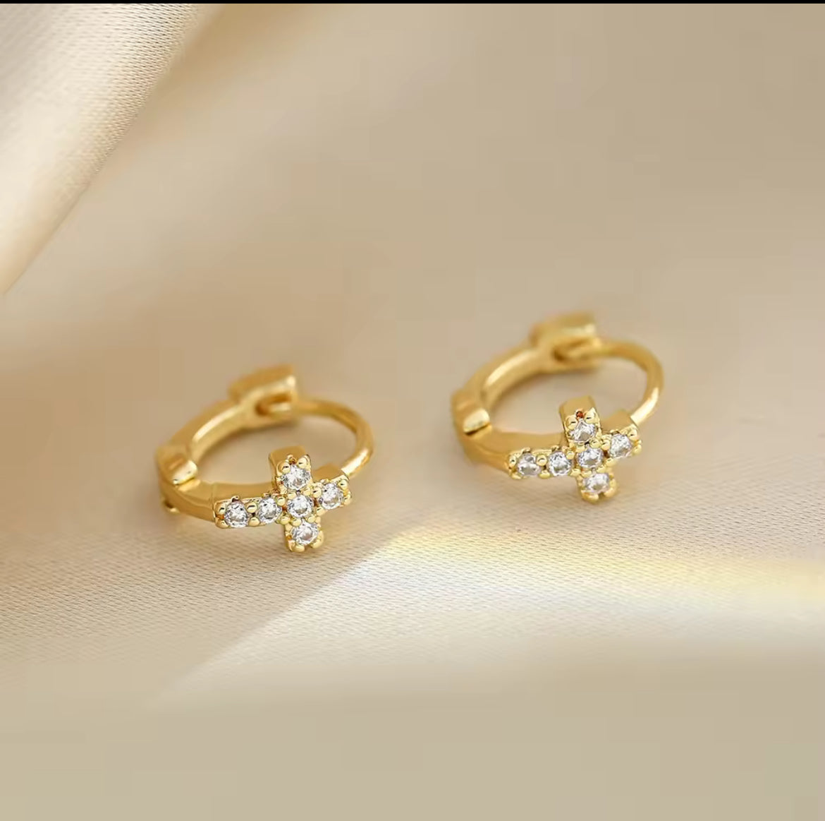 18k Gold Plated Mini Zircon Hoop Earrings Cubic Zirconia Small Piercing Earing Accessories Jewelry