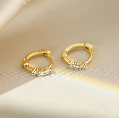 18k Gold Plated Mini Zircon Hoop Earrings Cubic Zirconia Small Piercing Earing Accessories Jewelry