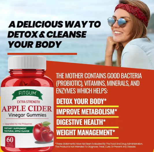 FITGUM Apple Cider Vinegar Gummies Vitamin C Slimming Gummy Weight Loss Immunity Boost Nutritional Supplements Gummies