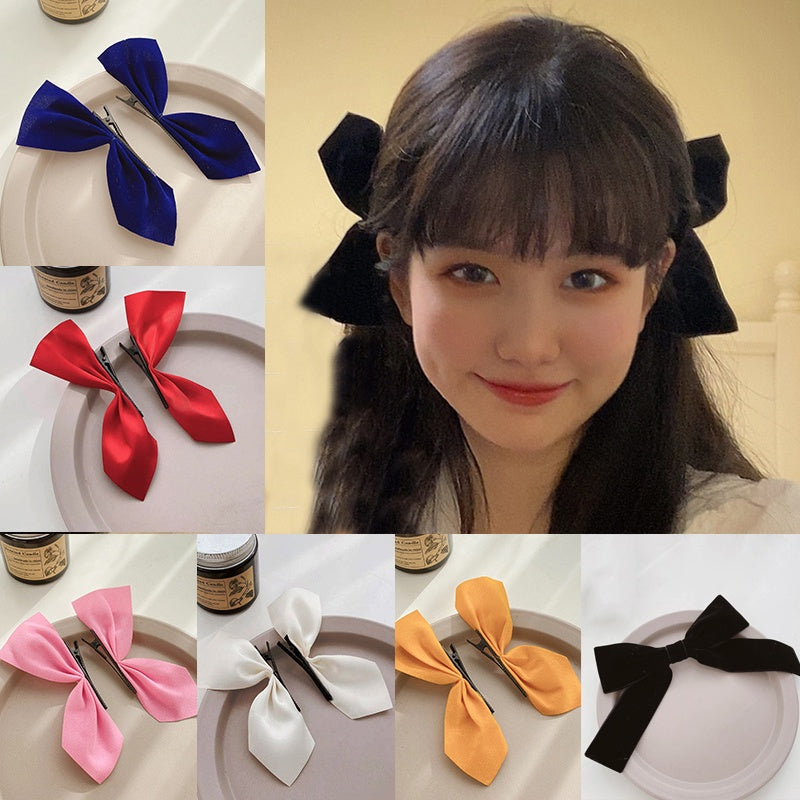 Leaf Bow Hair Clip Set Ribbon Hairpin